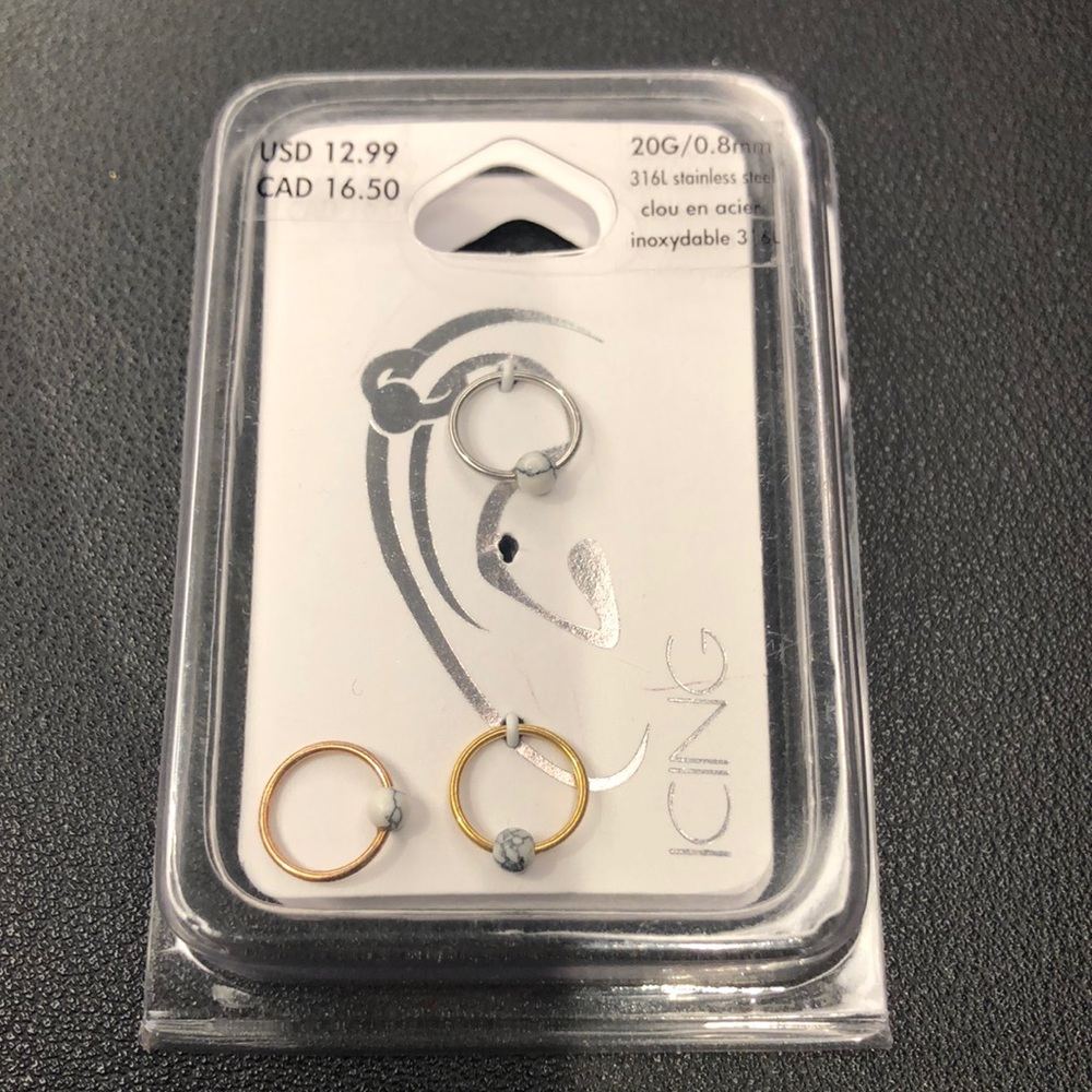 3/$20 NWT three huggie hoop ear rings with marble